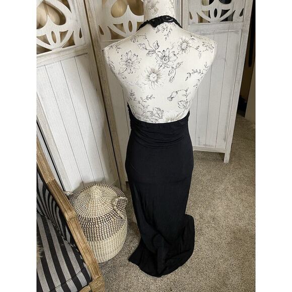 Vintage Durian Women’s Fitted Little Black Dress WhimsyGoth Halter Lace Medium - Picture 4 of 9